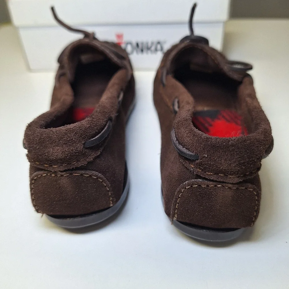 Minnetonka Child Boys Moccasins‎ Shoes Chocolate Brown Size 3 Suede Native Finge